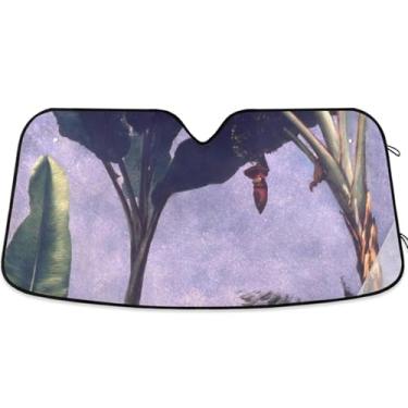 Imagem de Bananeiras Albert Bierstadt Impressão Personalizada Para-brisa de Carro Toldo Engraçado Dobrável Caminhão Carro Persianas para Janelas Frontais Retrátil M, 139,7 cm x 70,1 cm