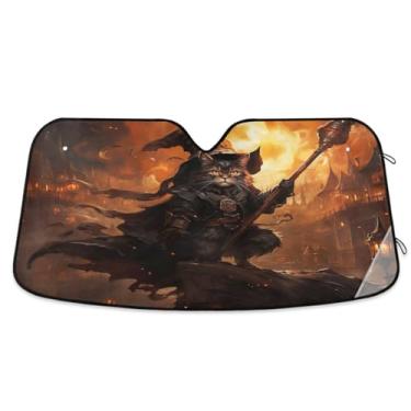 Imagem de Gato preto legal com flecha sombra de carro pára-brisa dianteiro do carro persianas da janela dianteira mantém o veículo fresco pequeno