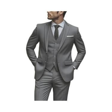 Imagem de Conjunto De Terno Masculino De 3 Peças Elegante: Jaqueta, Colete E Cal