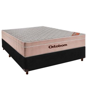 Imagem de Cama Box Preto Casal + Colchão Molas Ensacadas Airtech Ortobom