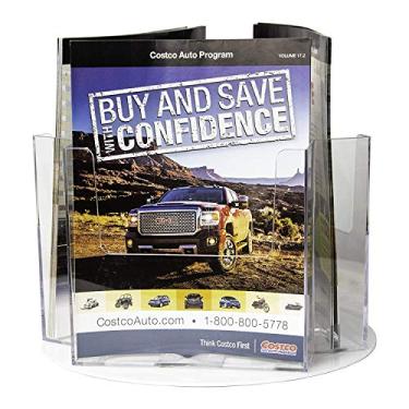 Imagem de Clear-Ad - RLT-58-3 Suportes de brochura de acrílico giratório duplo para exibição de literatura de 14 cm - Suporte de panfleto e organizador de revistas