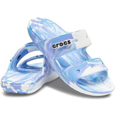 Imagem de Crocs Sandálias deslizantes clássicas de duas tiras unissex para adultos, Branco/Oxigênio, 9 Women/7 Men
