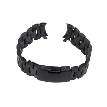 Imagem de VALICLUD 2 unidades de pulseira preta de aço inoxidável com extremidades curvas, elos sólidos, inclui barras de mola e ajuste confortável para homens e mulheres