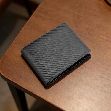 Imagem de Carteira masculina de couro sintético simples, elegante, com 3 compartimentos para cartão, 1 janela para identidade, 1 bolso com zíper, 2 compartimentos para dinheiro, Cinza, Moderno