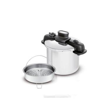 Imagem de Panela de Pressão Tefal Opti'Space 7 Litros em Inox com Fundo Triplo e Cesto de Vapor