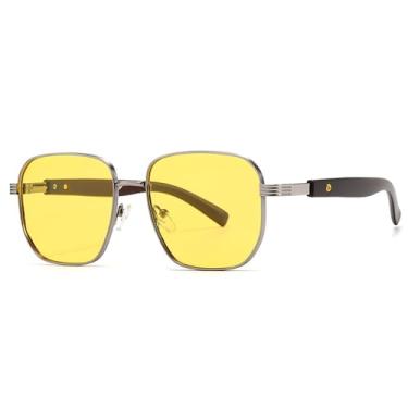 Imagem de Óculos de Sol UV400 - Rebites em Cores Candy com Degradê de Metal para Homens e Mulheres, Ideais para Esportes ao Ar Livre, Corrida e Ciclismo, C5 Prata e Amarelo