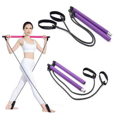 Imagem de Barra Pilates Bastão Exercícios Aparelho Elástico Alongamento Academia Maxboost-Unissex