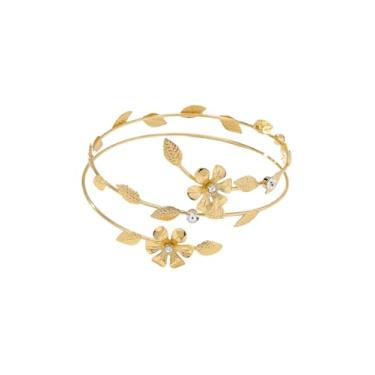 Imagem de MakeMeChic Pulseira feminina com flor de 18 quilates, ouro, joia de praia, One-Size, Tecido macio, Sem Pedra Preciosa