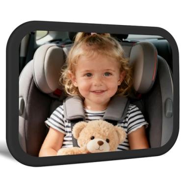 Imagem de Plantureco Espelho de carro para bebê, à prova de tremor, à prova de estilhaçamento, rotação de 360°, espelho de segurança para assento de carro para bebês virados para trás com ampla visão cristalina