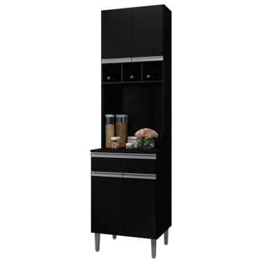 Imagem de Paneleiro Duplo 61cm Com Nicho 4 Portas 1 Gaveta Preto