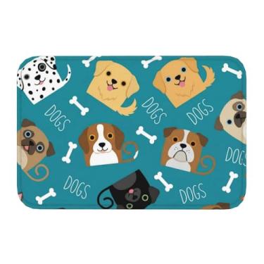 Imagem de Jbofyee Tapete de banho para cães fofos 61 x 40 cm antiderrapante microfibra macia tapete de banheiro lavável tapete de entrada animais de estimação decoração para banheira, chuveiro chão