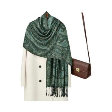 Imagem de Lenço Hijab Retro De Tamanho Grande Para Mulheres Com Estampa Paisley 