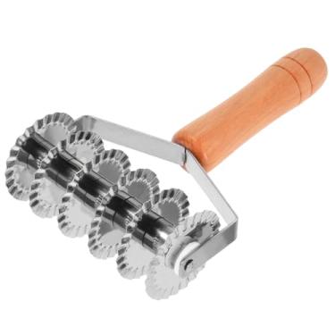 Imagem de VICASKY Cortador de macarrão de aço inoxidável com cabo de madeira, rolo de massa de treliça, ferramenta de cozinha para corte de crosta de pastelaria, cozimento e preparação de massa