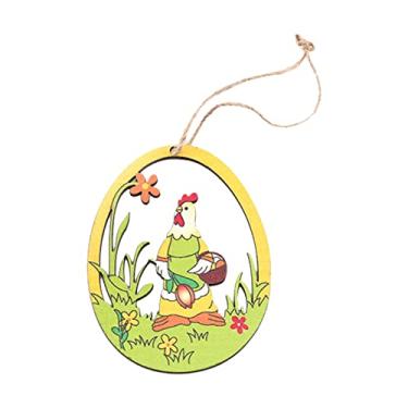 Imagem de Conjunto de 10 peças enfeite madeira para pendurar Páscoa com tema animais e flores tags penduráveis decoração colar festa parede casa árvore penduráv