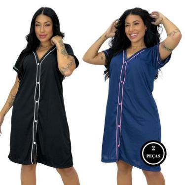 Imagem de Kit 2 Camisola Amamentação Americana Pós Cirúrgica com Botões - c8 KIT