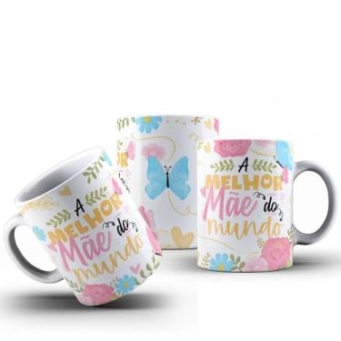 Imagem de Caneca Floral Rosa A Melhor Mãe Do Mundo Porcelana 325ml