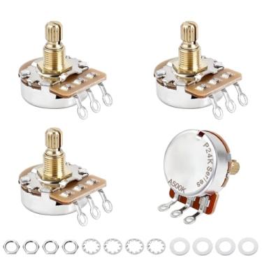 Imagem de Banworks Potenciômetro de guitarra elétrica tamanho completo Brass A500K M8 Thread Metric 18-Spline Split Short Shaft (comprimento 15 mm) Audio Taper Potenciômetro para Epiphone Les Paul LP/SG Squier