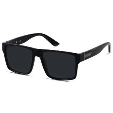 Imagem de Gafas de Sol Cuadradas LYZOIT Polarizadas UV400 Grandes Negras