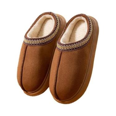 Imagem de Chinelos De Inverno Masculinos Quentes Com Forro De Pelúcia, Solado Es