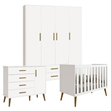 Imagem de Quarto De Bebê Isis 4 Portas Branco Acetinado - Reller