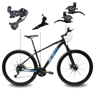 Imagem de Bicicleta Aro 29 KSW XLT 21 Marchas Quadro Alumínio Freio a Disco Mecânico MTB (Preto e azul, 17)