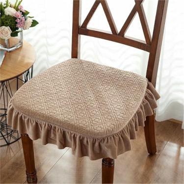 Imagem de Conjunto de 2 Almofadas Sólidas para Cadeiras, Almofadas Quadradas Antiderrapantes para Assento de Jantar com Amarras e Capa Removível, para Casa, Escritório e Restaurante