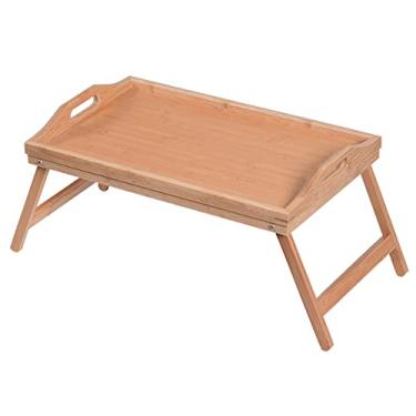 Imagem de Bandeja de cama, bandeja de café da manhã dobrável, mesa de colo portátil, suporte dobrável para laptop, mesa de leitura, mesa de leitura para escritório em casa, eficiência de 50 x 30 x 25 cm