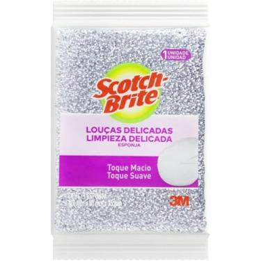 Imagem de Esponja para Louças Delicadas Prateada Multiuso Cozinha Segura Sem Risco de Arranhar Uso Doméstico (4 Unidades)