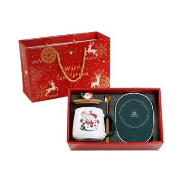 Imagem de Conjunto De Canecas De Cerâmica De Boneco De Neve Com Tampa E Colher 5