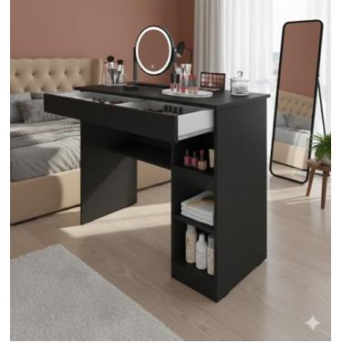 Imagem de Penteadeira Multiuso Virgínia Estilo Escrivaninha - Compacta e Funcional (Preto)