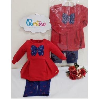 Imagem de - Conjunto Calça + Blusa Paraiso Bebe Menina Enxoval Cod 9152, Vermelh