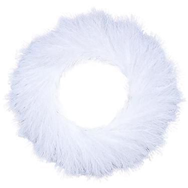 Imagem de Wswqop Guirlanda Artificial, Guirlandas Decorativas Boho para Porta de Entrada, Enfeite de Natal de 50 Cm de Diâmetro para Decoração de Interiores E Casament, Branco