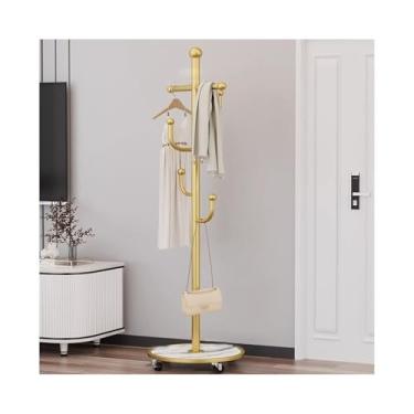Imagem de Cabide vertical para cabide de chão, quarto, sala de estar, cabideiro, cabideiro, cabideiro, chapéu, suporte (dourado)