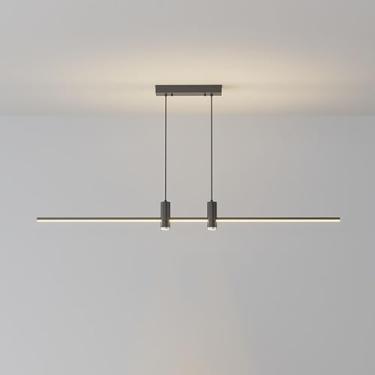Imagem de Luminária pendente linear longa com regulagem de intensidade e controle remoto | Luminárias LED modernas para mesa de bilhar, luminárias suspensas para cozinha sobre ilha | Lustre com altura