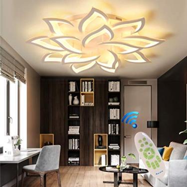 Imagem de Luminária de teto LED moderna e criativa, com controle inteligente de intensidade de luz, formato de flor e cúpula de acrílico branco, ideal para quartos infantis e de meninos e meninas. Pos