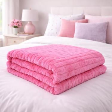 Imagem de Cobertor Manta Casal Padrão Canelada Macio Luster Corttex (Rosa)