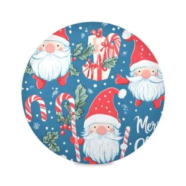 Imagem de STAYTOP Jogo americano redondo de gnomo fofo de Natal 6 peças, tapetes de mesa antiderrapantes fáceis de limpar para decoração de mesa de festa de churrasco em casa