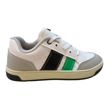 Imagem de Tenis Infantil Menino Kidy Listras Amarração Casual Retrô 32910207004 Branco-Masculino