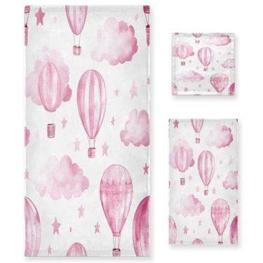 Imagem de xigua Balões de ar quente aquarela conjunto de toalhas de banheiro absorvente macio toalha de banho 3 peças toalha de mão toalhas decorativas para banheiro, academia, hotel, praia, piscina