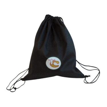 Imagem de Mochila Sacola De Nylon Preta 46X50Cm Pacote Com 2 Unidades