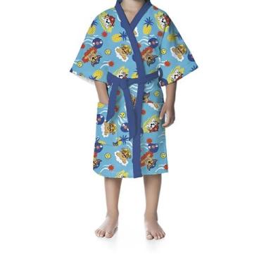 Imagem de Roupão de Banho Infantil Patrulha Canina Algodão Aveludado Menino Azul