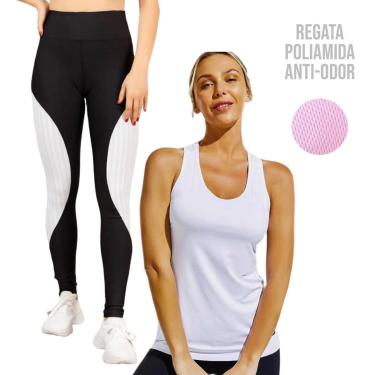 Imagem de Camiseta REGATA DRY MALHA FRIA POLIAMIDA + Calça LEG LEGGING REDINHA Conjunto Fitness 537-Feminino