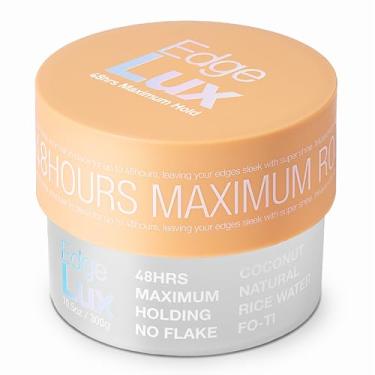 Imagem de Edge Lux Gel de controle de borda de coco com óleo de rícino, queratina, biotina e azeite de oliva – 48 horas de retenção máxima, sem descamação, não oleoso, perfumado, gel condicionador para todos os