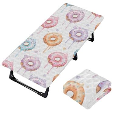 Imagem de Burbuja Lençol de berço de donut para crianças, tapete de cochilo acolchoado portátil com faixa elástica para meninas e meninos, lavável na máquina, 63,5 x 127 cm