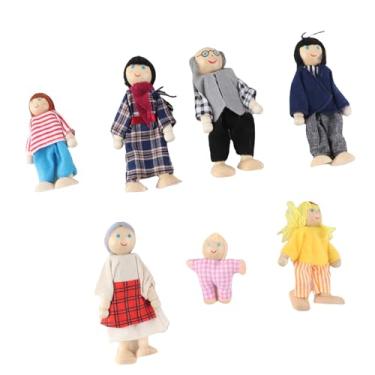 Imagem de KUIDAMOS Figuras de Boneca Familiar Conjunto de Brinquedos de Pinho Flexível para Brincadeiras Imaginativas para Crianças de 1 a 7 Anos (Boneco novo 7 bocas)