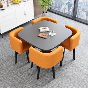 Imagem de Conjunto de mesa de jantar quadrada com cadeiras, mesa de conferência moderna, combinação de mesa de recepção e cadeira, com 1 mesa e 4 cadeiras, mesa de bar de café da manhã, para sala de estar
