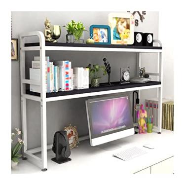 Imagem de Armário de arquivo de 2 camadas para mesa organizador de mesa multiuso, prateleira de armazenamento de bancada de madeira e metal para sala de estar, escritório, cozinha, C 114 x L 24 x A 9,8 cm x H