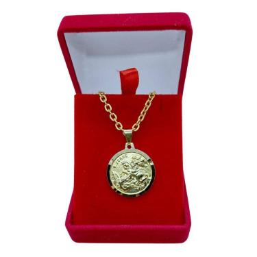 Imagem de Colar Medalha São Jorge Folheado a Ouro 18K