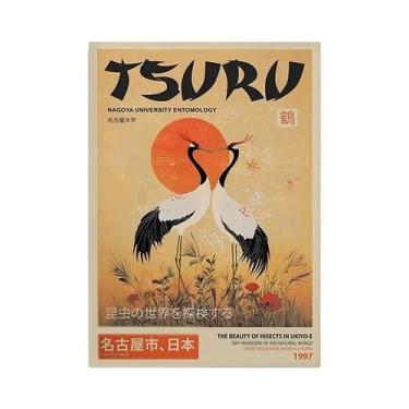 Imagem de Pôster De Arte Em Tela Vintage Japonês Com Gato-Tigre E Toca-Discos, D