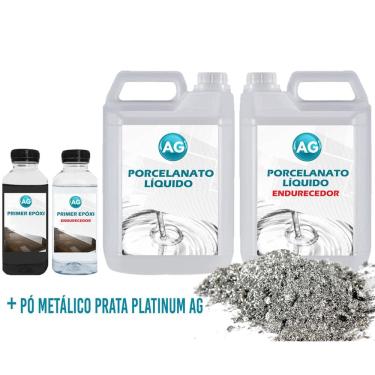 Imagem de Kit Porcelanato Líquido Metálico Prata Platinum Ag Por M